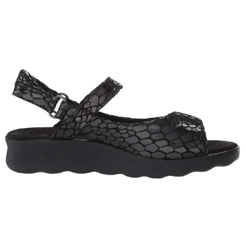 Wolky Pichu Black Cobra Leather Sandal (Women's)