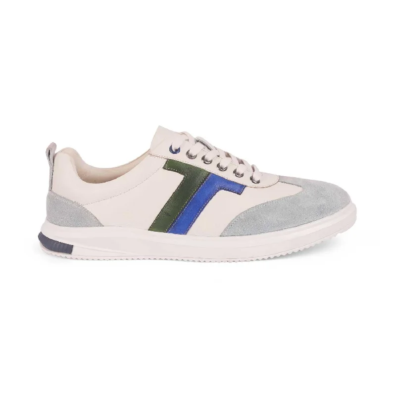 Tresmode Vorsa White Men's Suede Leather Sneakers