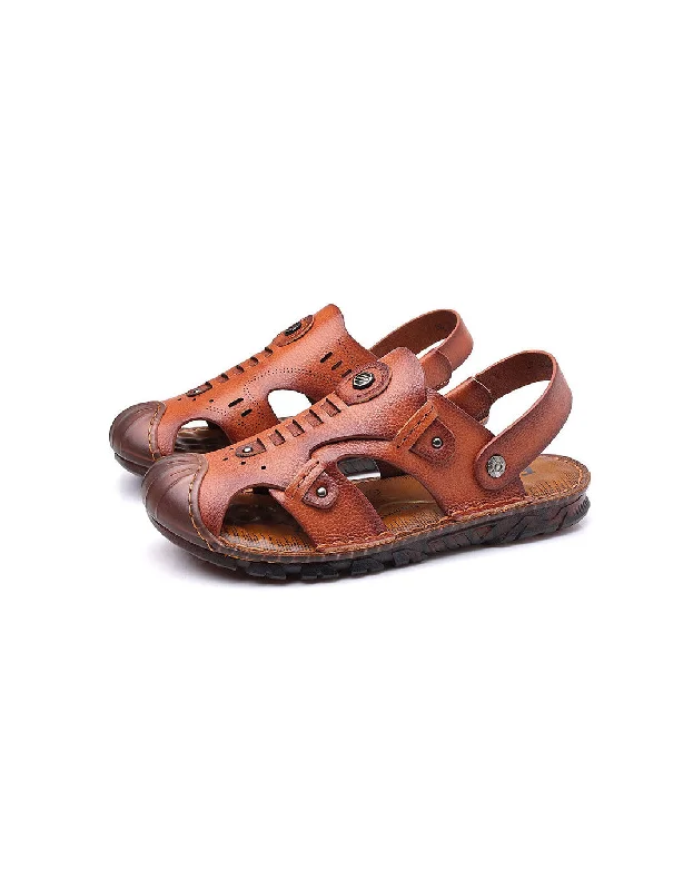 Summer Cut-out Leather Sandals Slingback for Men 38-44