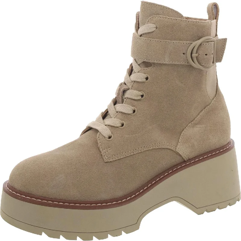 Blondo Womens Goner Suede Round Toe Wedge Boots