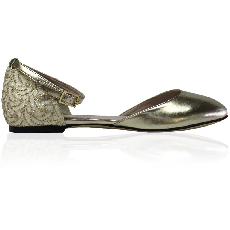 'Lara' D'Orsay Sandals (Platinum/Lace) by Zette Shoes