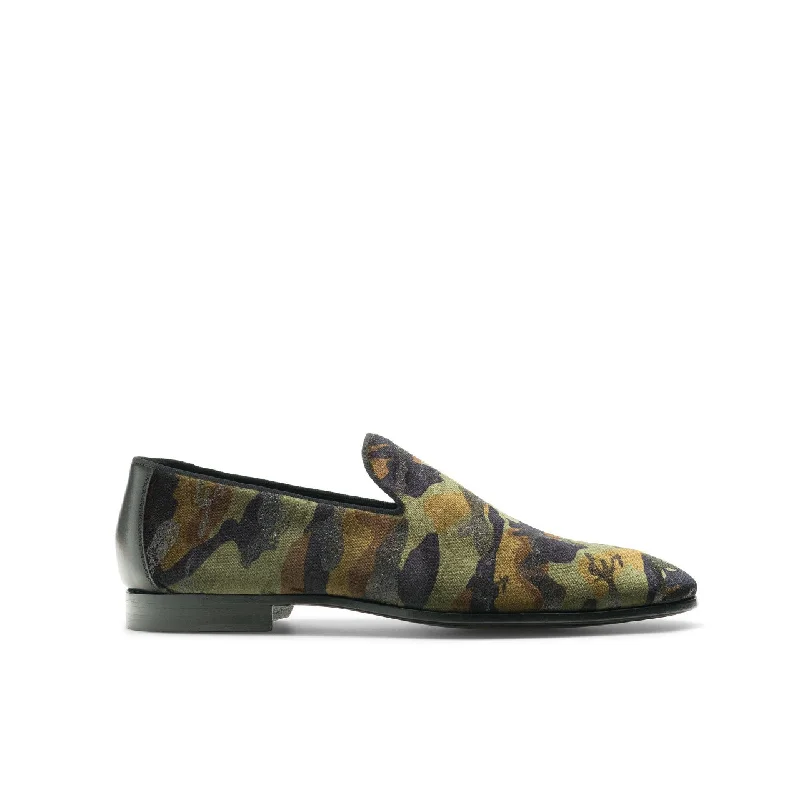 Magnanni Jareth 22334 Men's Shoes Green Camo Velvet Formal/Dress Loafers (MAGS1119)