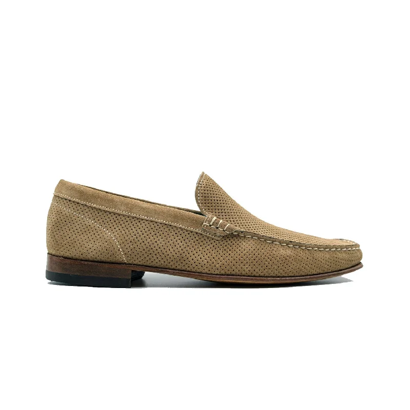 Giovacchini Diego Men's Shoes Havana Perforated Suede Leather Slip-On Loafers (GVCN1014)