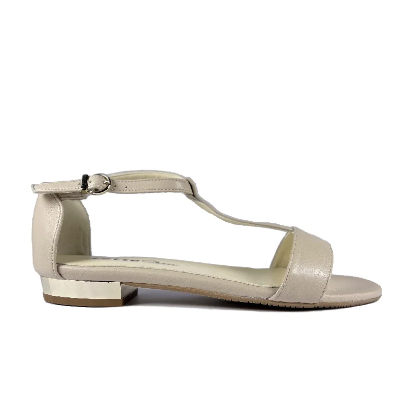 'Olive' flat vegan sandal by Zette Shoes - bone