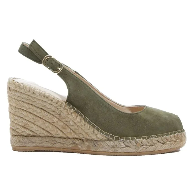 Macarena Carla4AN Green Suede Wedge Sandal (Women's)