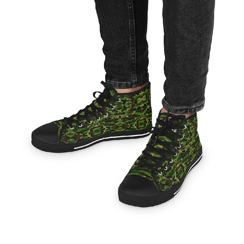 Green Camouflage Men's Sneakers, Best High Tops, Modern Minimalist Best Men's High Top Sneakers