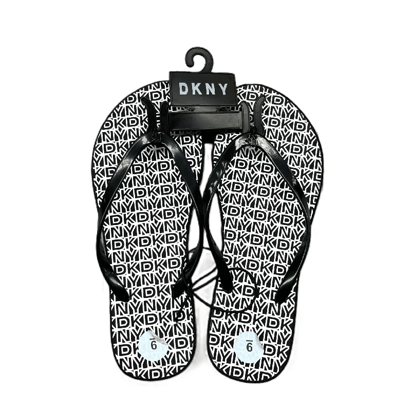 Sandals Flip Flops By Dkny In Black & White, Size: 9