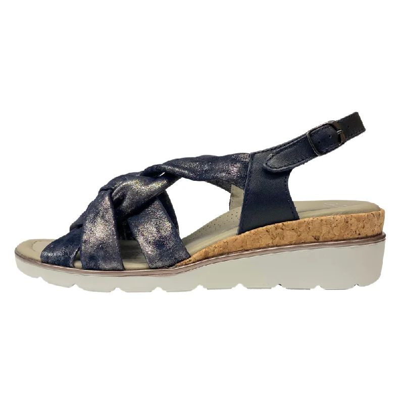 Ara Lavender Navy Leather Sandal (Women's)