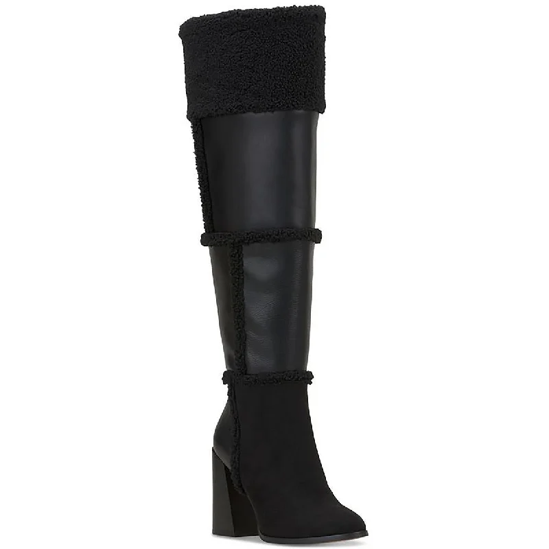 Jessica Simpson Womens Faux Suede Faux Fur Over-The-Knee Boots