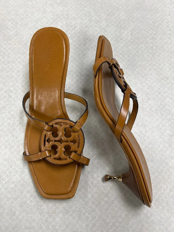 Sandals Heels Kitten By Tory Burch In Tan, Size: 9.5