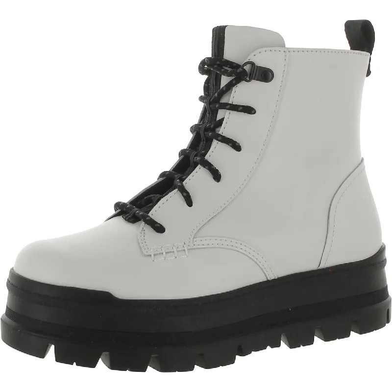 Ugg Womens Sidnee Leather Combat & Lace-Up Boots