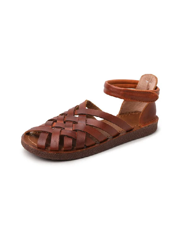 Handmade Vintage Leather Woven Retro Flat Sandals