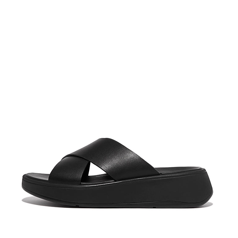 FITFLOP F-MODE Leather Flatform Cross Slides - Women's