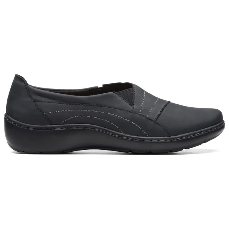 Clarks Cora Edge Black Leather Slip-On (Women's)