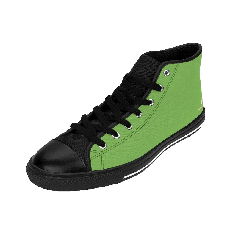 Green Men's High-top Sneakers, Solid Color Minimalist Designer Tennis Running Shoes (US Size: 6-14)