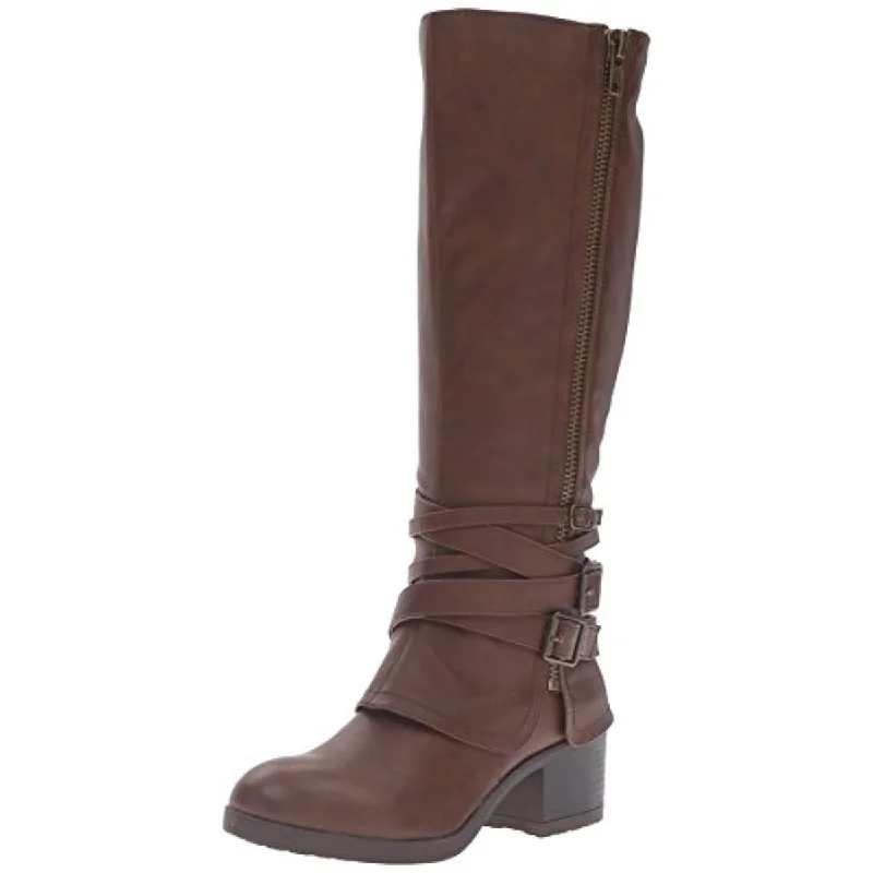 Dr. Scholl's Shoes Womens Rate Faux Suede Buckle Riding Boots