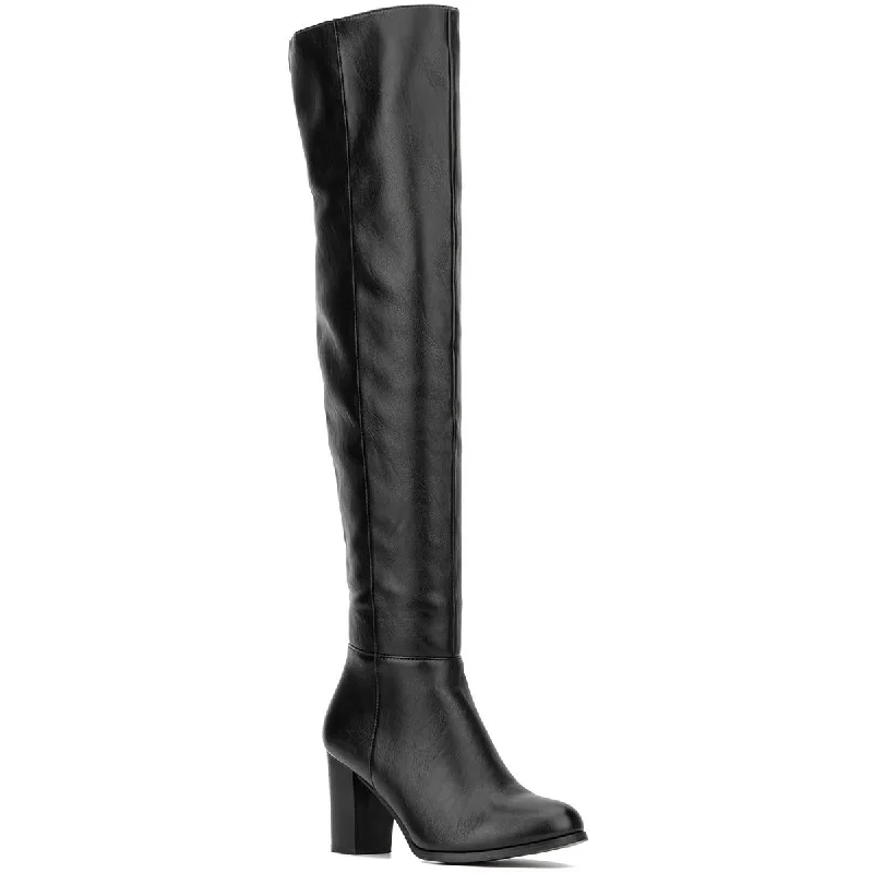 New York & Company Womens Faux Leather Zipper Over-The-Knee Boots