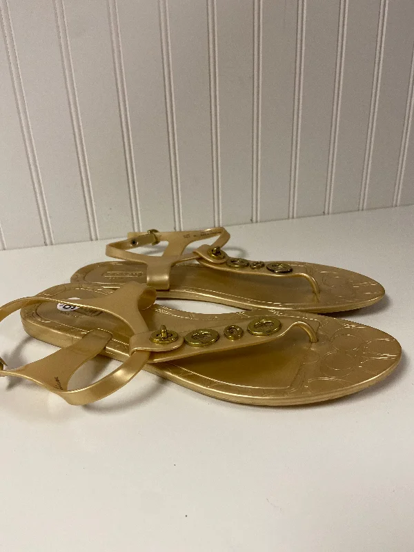 Sandals Designer By Coach In Gold, Size: 9.5