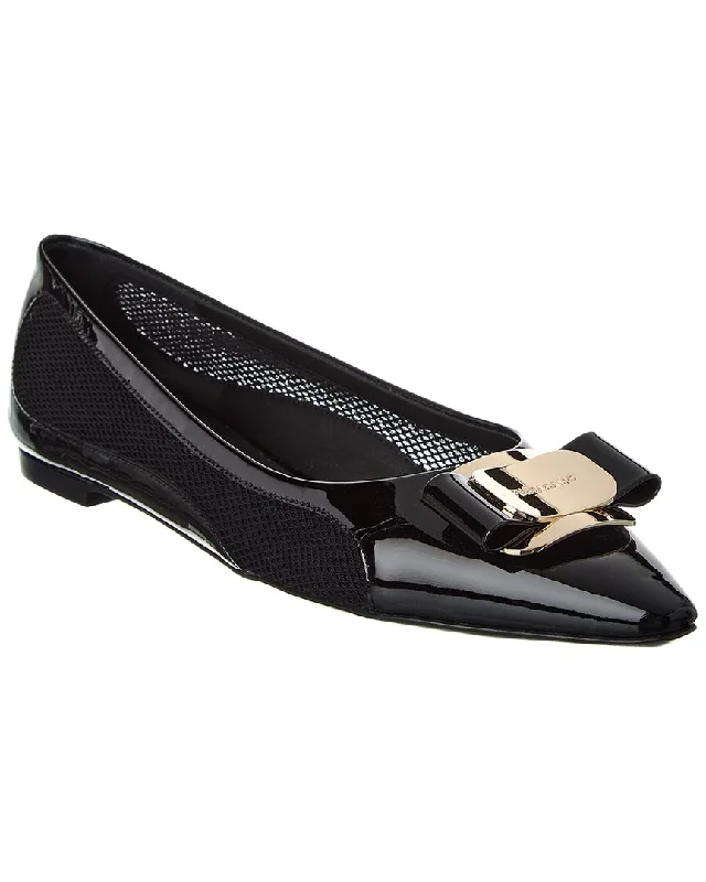 Ferragamo Zea Mesh & Patent Ballet Flat