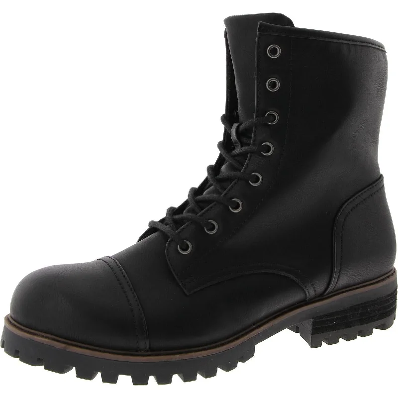 B.O.C. Womens Amaih Leather Lugged Sole Combat & Lace-Up Boots