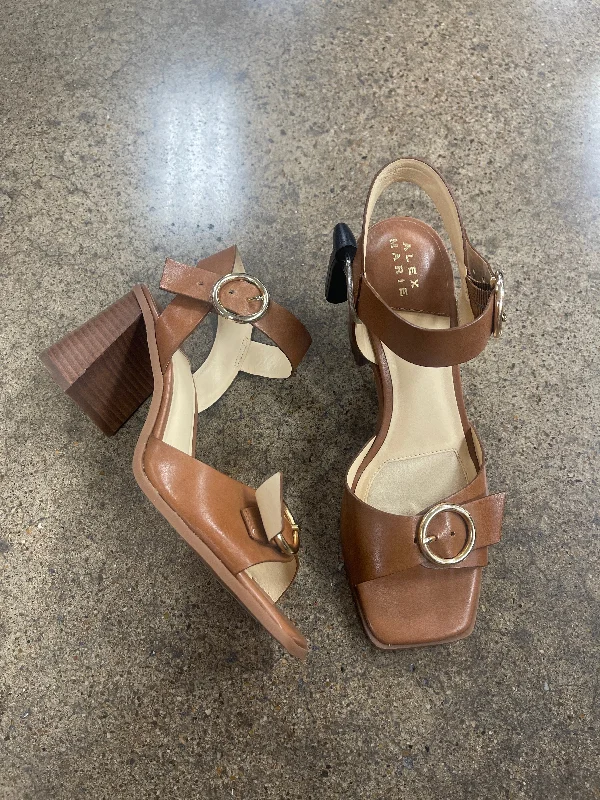 Sandals Heels Block By Alex Marie In Brown, Size: 6.5