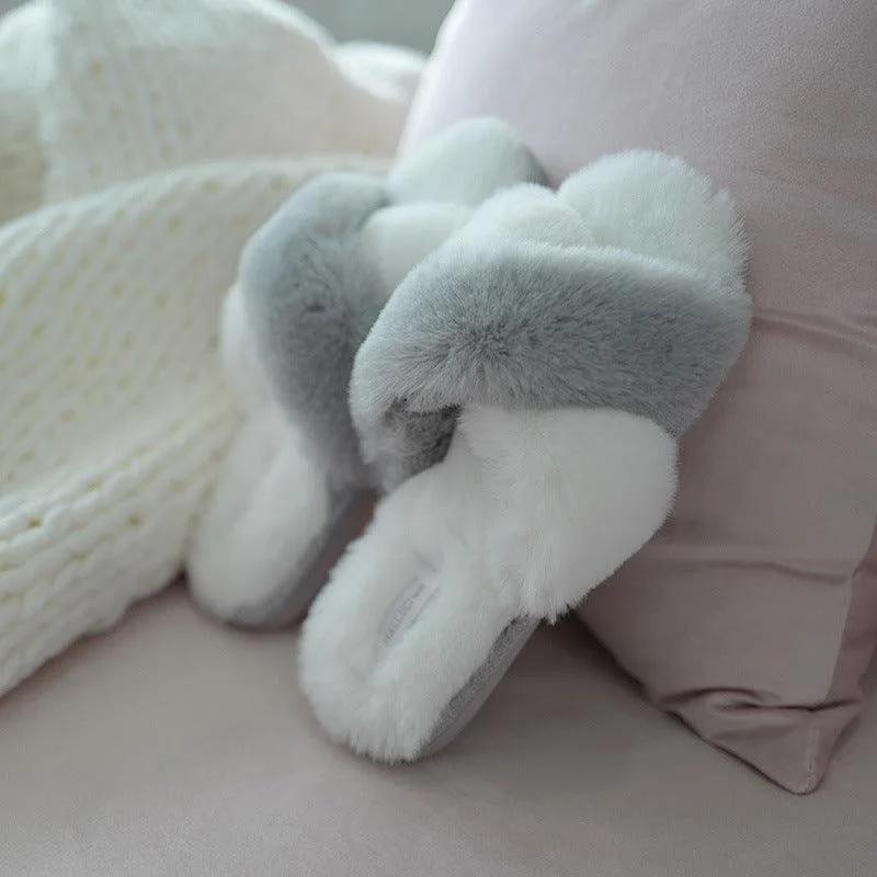 Bunny Fleece Soft Bottom Furry Slippers