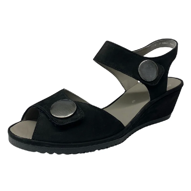 Ara Carrie Black Nubuck Sandal (Women's)