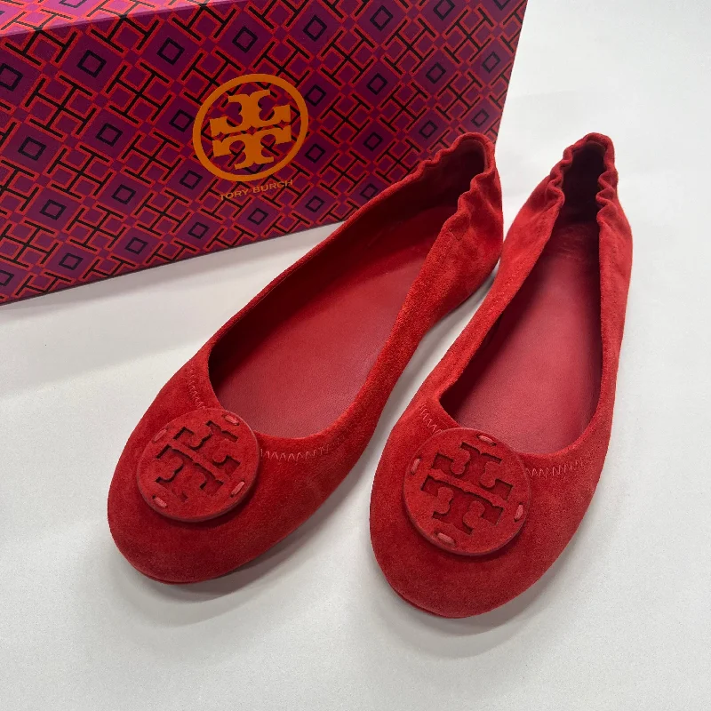 Red Shoes Flats Ballet Tory Burch, Size 9