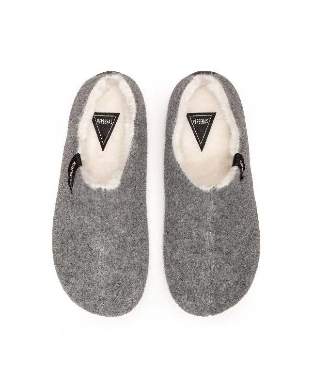 VERBENAS Grey Felt Slippers PICO