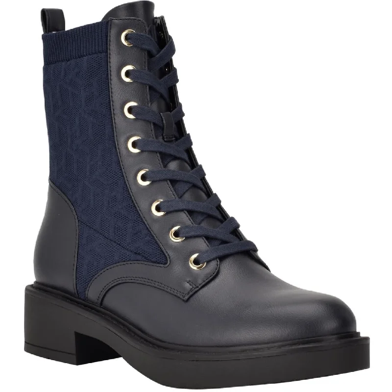 Tommy Hilfiger Womens Treyna Logo Breathable Combat & Lace-up Boots