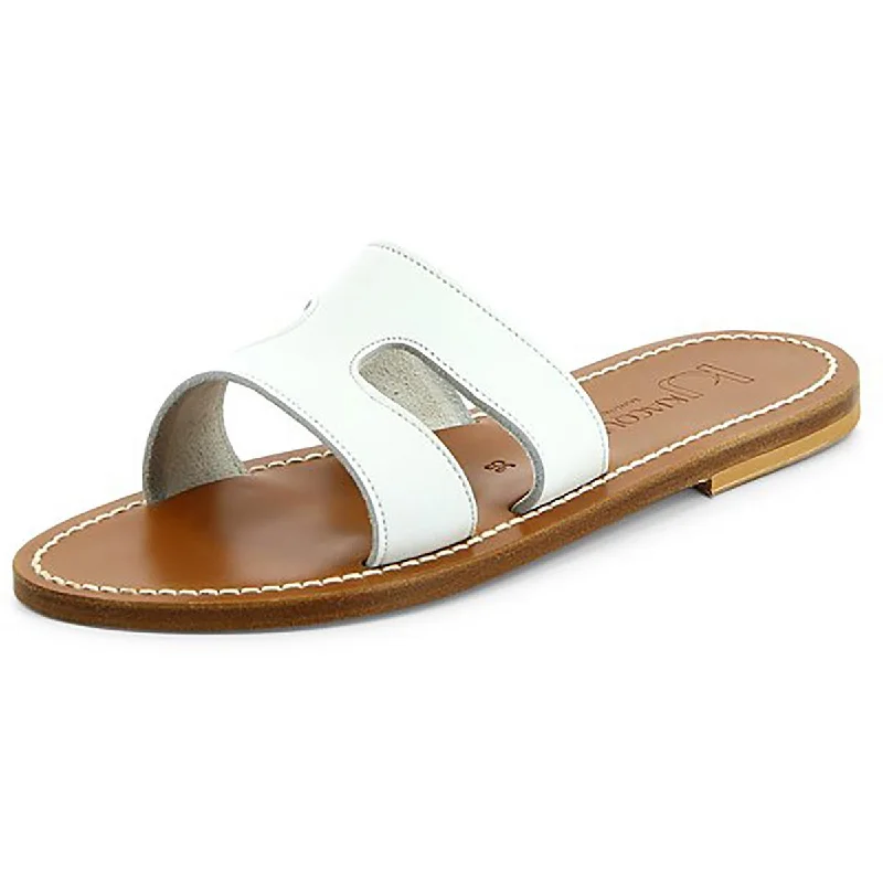 KJ Womens Menandre  Leather Slip On Slide Sandals