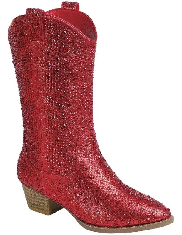 Red Rhinestone Boots - Tall Western