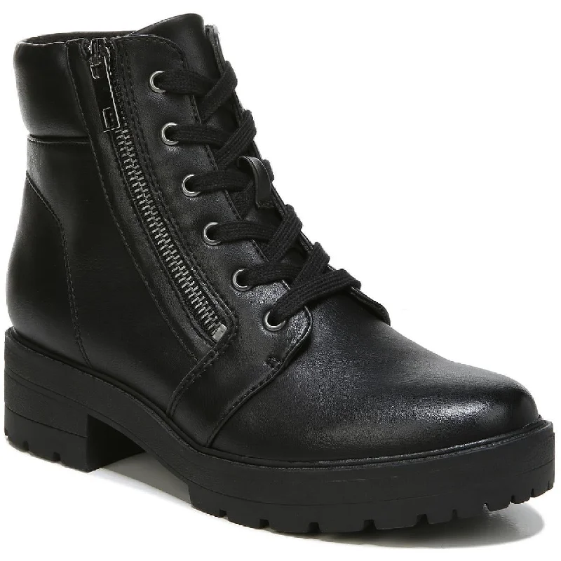 SOUL Naturalizer Womens Nailah Faux Leather Lugged Sole Combat & Lace-up Boots