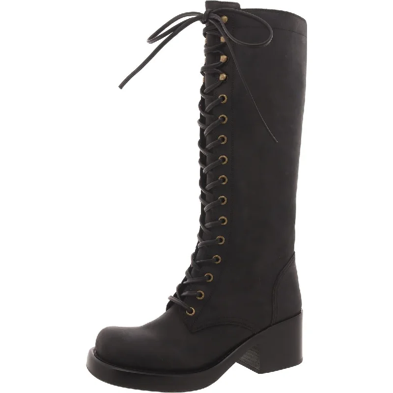 JC Play by Jeffery Campbell Womens Leather Lace-Up Knee-High Boots