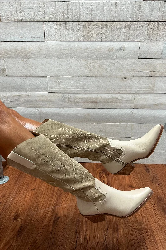 Alpine Tall Western Boots- Ivory/Natural