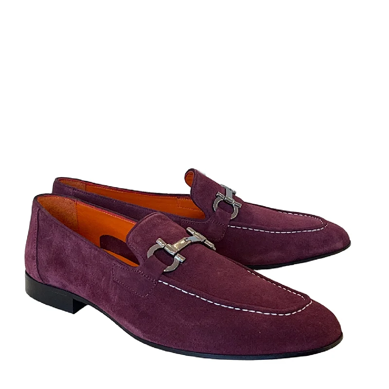 Corrente P000655 6472 Men's Shoes Wine Soft Suede Leather Bit Buckle Loafers (CRT1420)