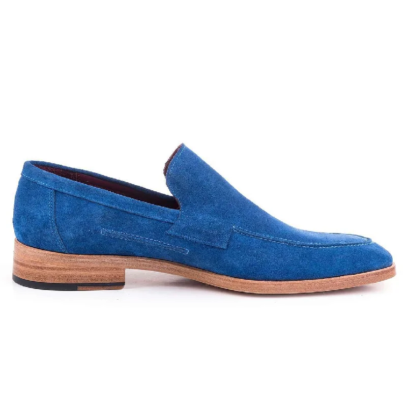 Maglieriapelle Men's Designer Shoes Blue Alacati Suede Leather Loafers (MGS1168)