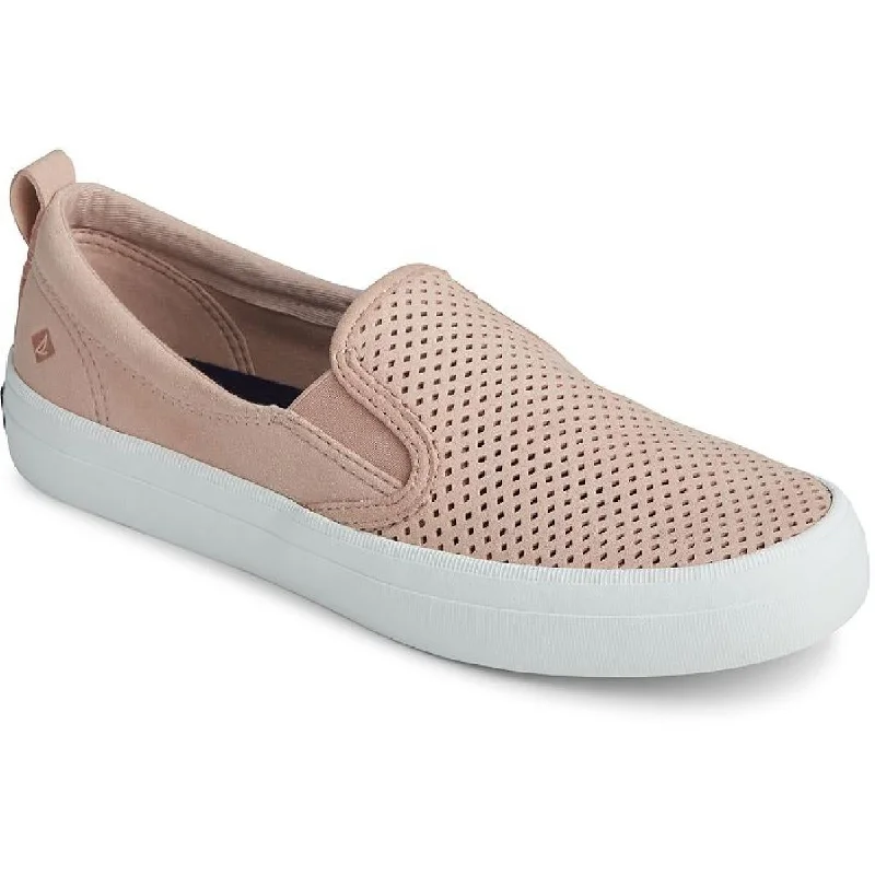 Sperry Womens Crest Faux Suede Perforated Slip-On Sneakers