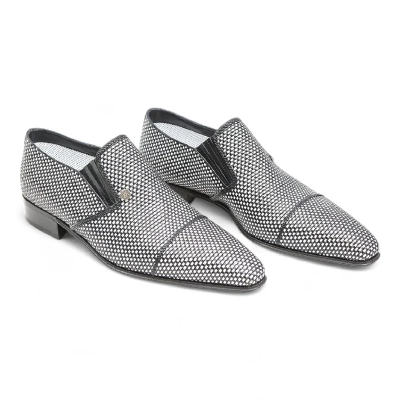 Artioli Giorgio Men's Shoes Woven Kangaroo Leather Cap-Toe Slip-On Loafers (ART1015)