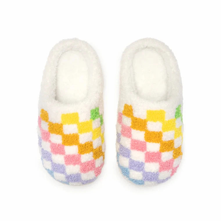 Living Royal Rainbow Checker Slippers