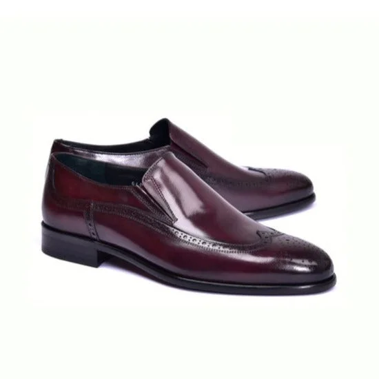 Corrente C0434-6401 Men's Shoes Burgundy Calf-Skin Leather Wingtip Dress/Formal Loafers (CRT1458)