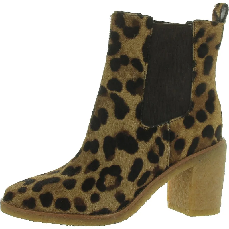 Lauren Ralph Lauren Womens Marianna Calf Hair Leopard Print Chelsea Boots