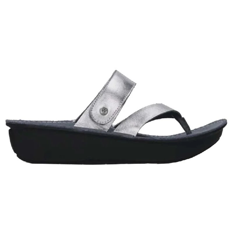 Wolky Tahiti Metallic Silver Leather Sandal (Women's)