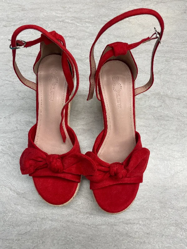 Sandals Heels Wedge By Clothes Mentor In Red, Size: 8.5