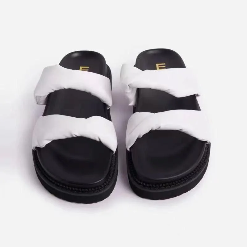 Two Flat Sandals And Slippers With Platform