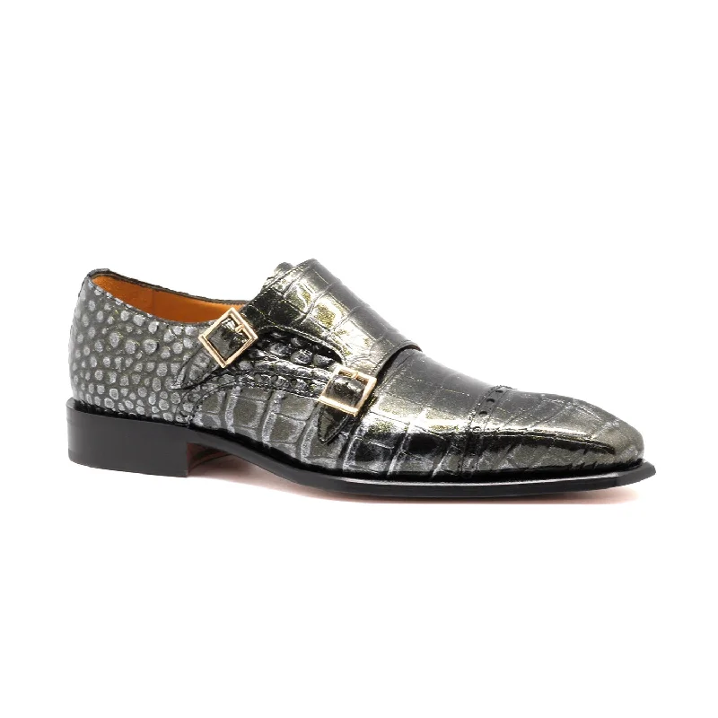 Mister Salo Men's Shoes Patent Leather Double Monk-Straps Loafers (MIS1162)