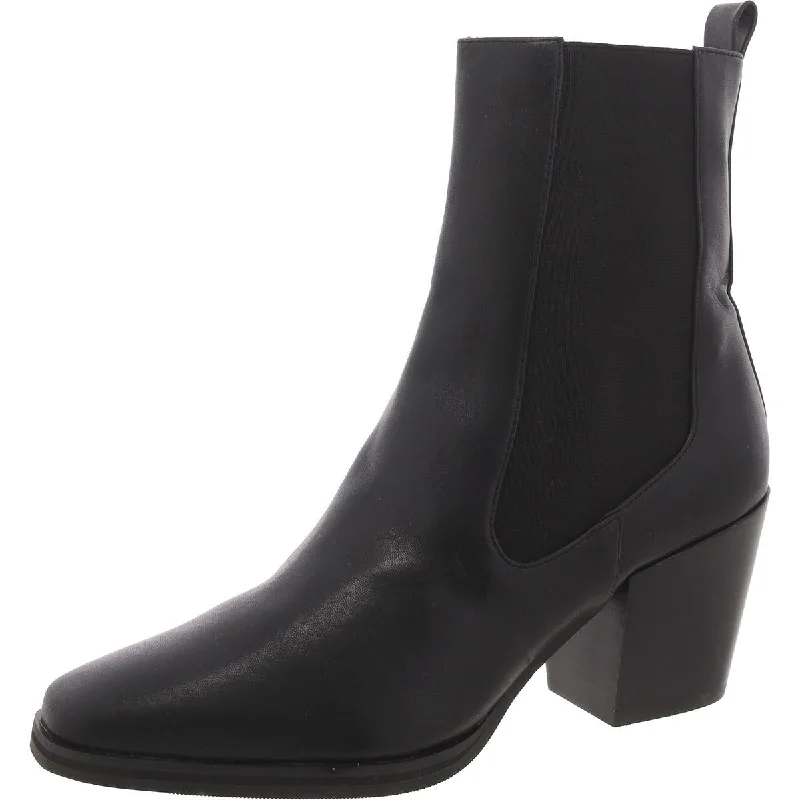 Open Edit Womens Leather Block Heel Chelsea Boots