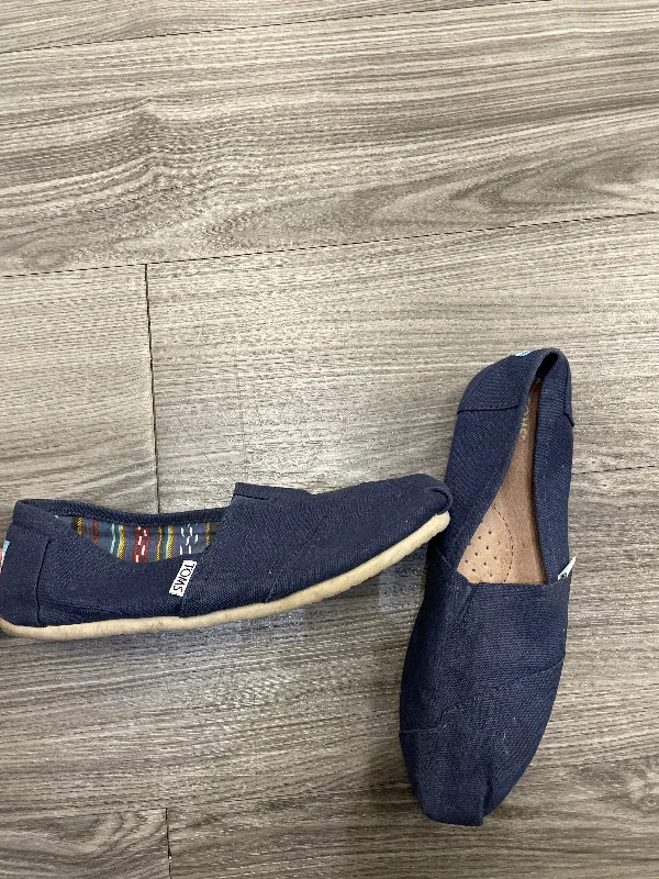 Blue Shoes Flats Toms, Size 10