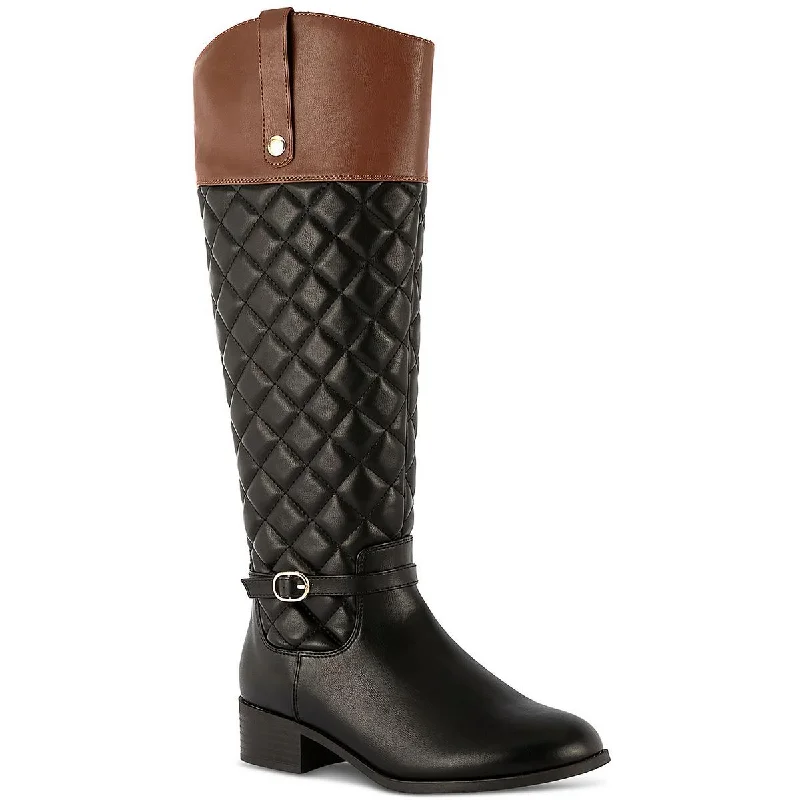 Karen Scott Womens Stancee Faux Leather Quilted Motorcycle Boots