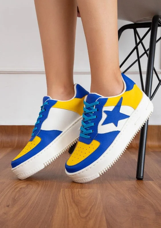 Blue/Yellow Star Platform Sneaker